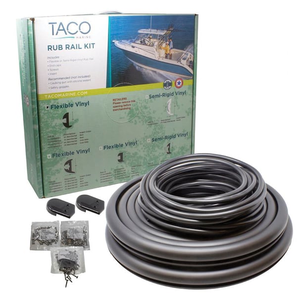 Taco Marine TACO Marine V11-9795BBK50D-2 Semi-Rigid Rub Rail Kit - 1-1/2" x 3/4" x 50', Black V11-9795BBK50D-2 - main